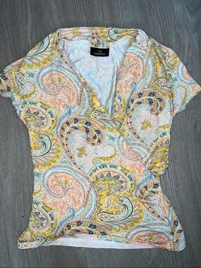 Jim Thompson Pink, Yellow & Blue Paisley Wrap Blouse